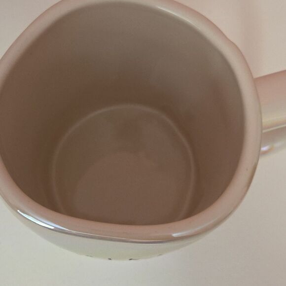 Rae Dunn Mermaid Sparkle iridescent ceramic mug with a mermaid tail lid - Picture 5 of 5